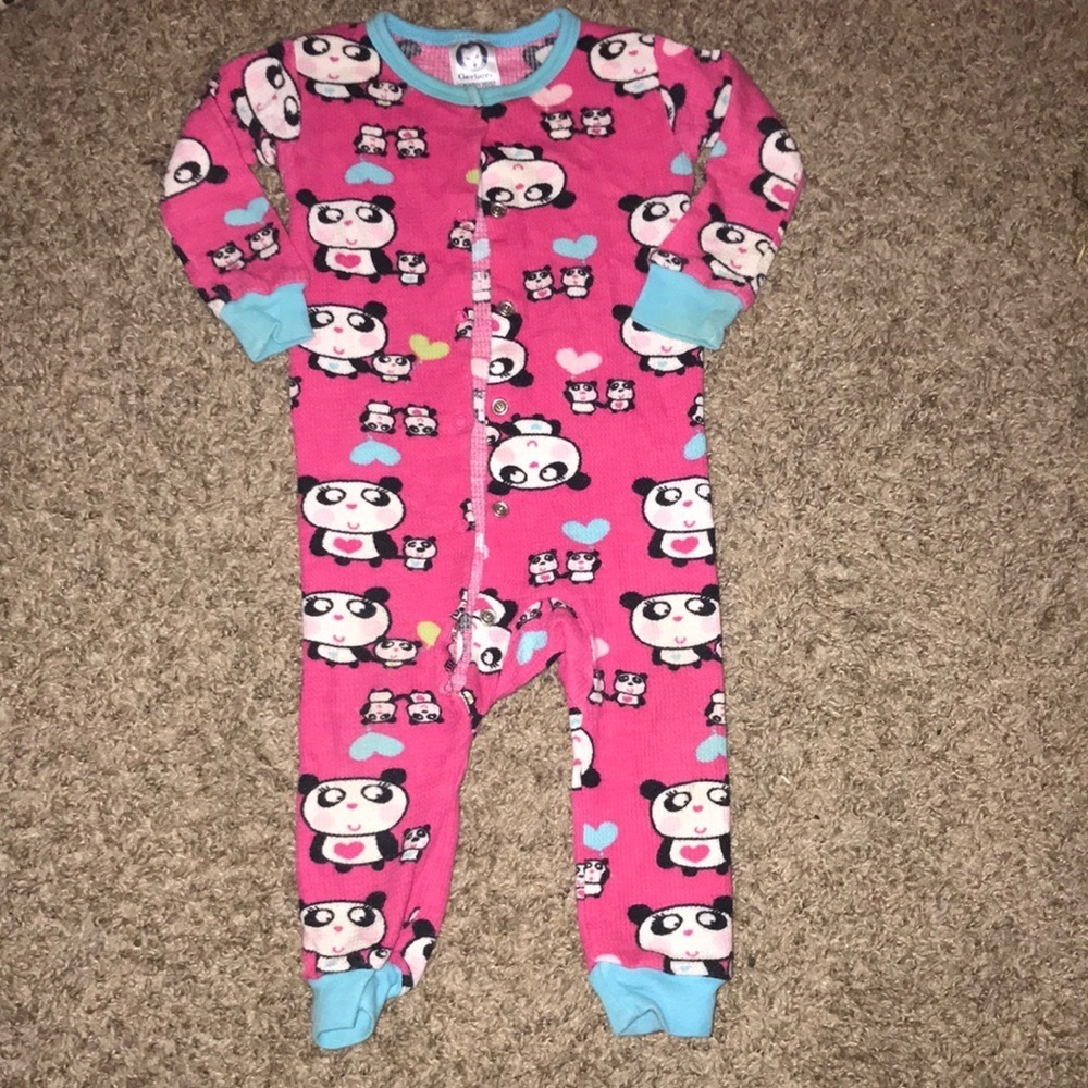 Gerber Pink & Teal Long Sleeve Button Up Pjs